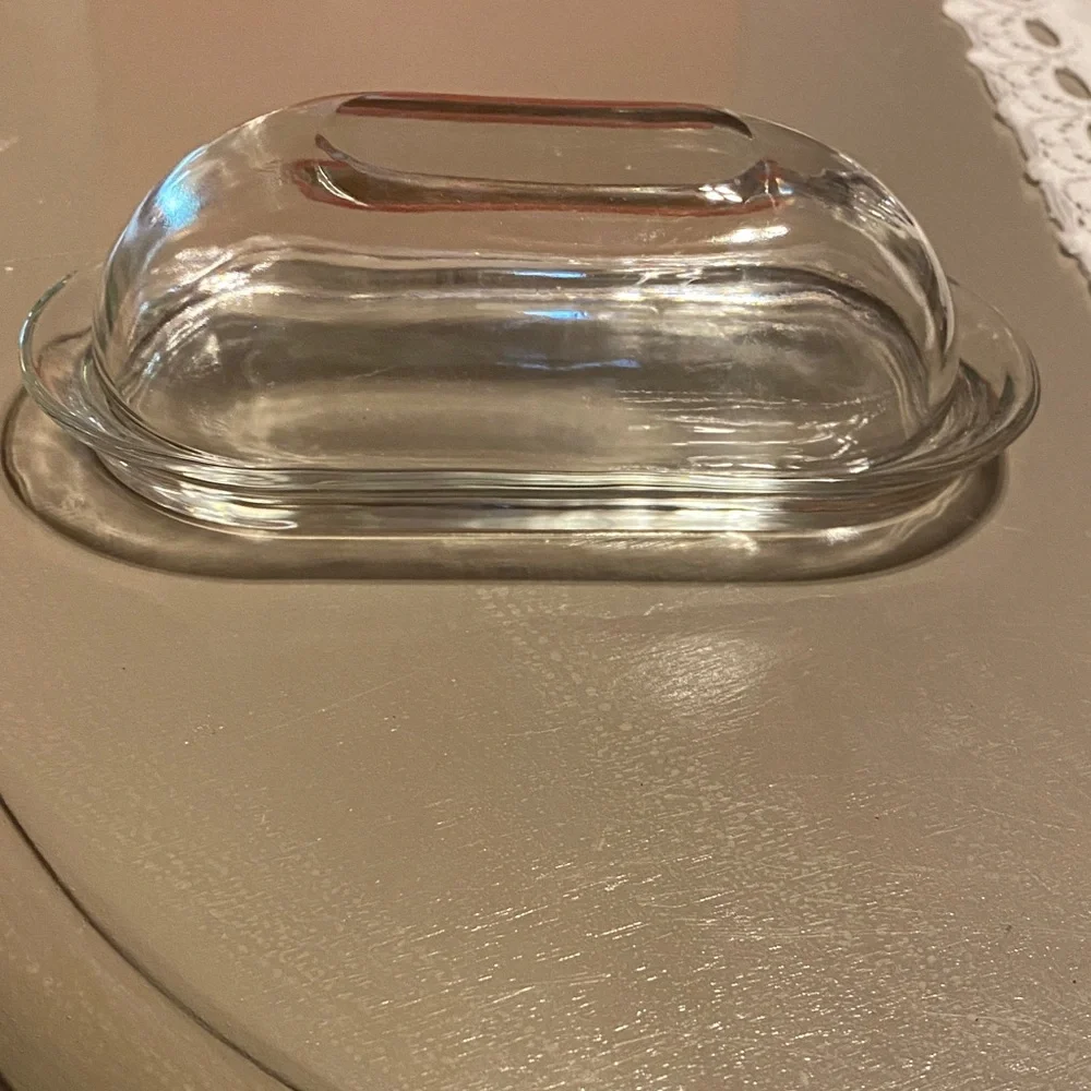 V8ntage Clear Glass Butter Dish with Lid